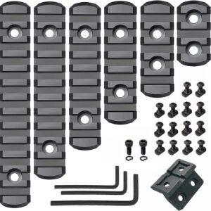 Picatinny Rail 3,5,7,9,11,13-Slot for Mlok, Polymer Rails Section Plus Offset Mount with T-Nuts, Screws & Allen Wrench
